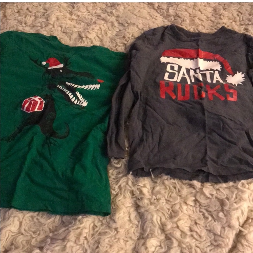 Boys fun Christmas tops 12-14, holidays shirts T-Rex, long sleeved